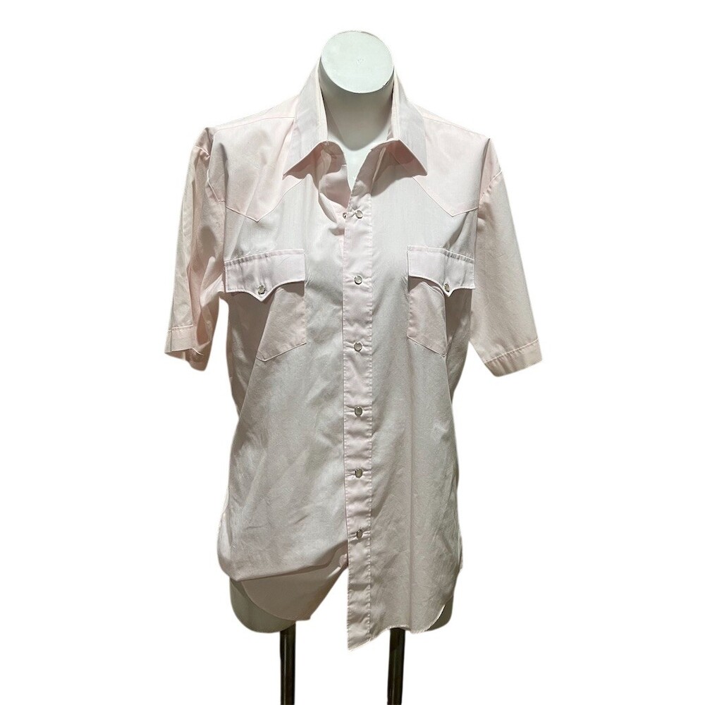 Western Pearl Snap Shirt Mens XL Pink Short Sleeve Button-Up 2 Pockets